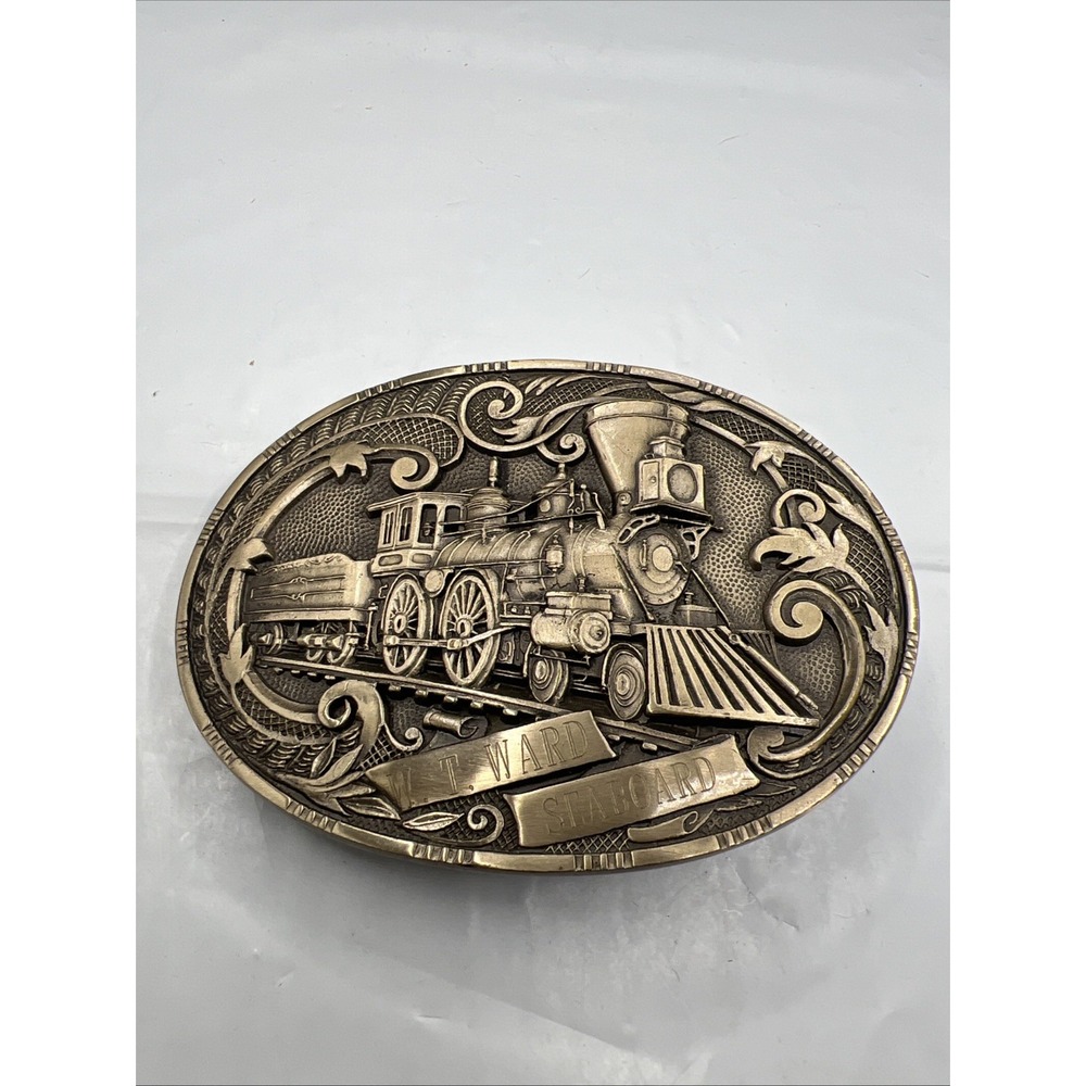 Vintage Award Design Medals Belt Buckle Train Locomotive Solid Brass Seaboard